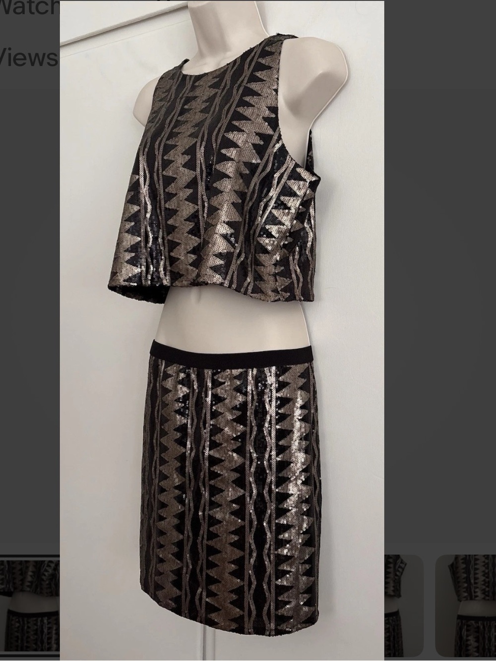Flawless Sequined Top & Matching Skirt Set Regular Size Small Jack By BB Dakota - Picture 1 of 8